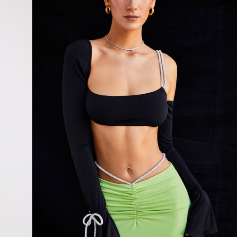 House of CB 'June' Black Crystal Bandeau Top